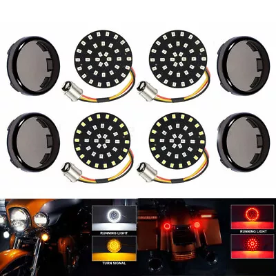 4X 1157 LED Bullet Turn Signal Tail Brake Light Smoke Lens Covers Fit For Harley • $21.83