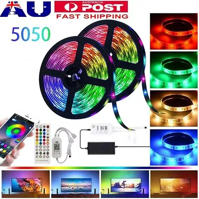 $84.05 • Buy 5M 10M 20M 30M 5050 LED Strip RGB Light Bluetooth 40Key Music Party Home Deco AU