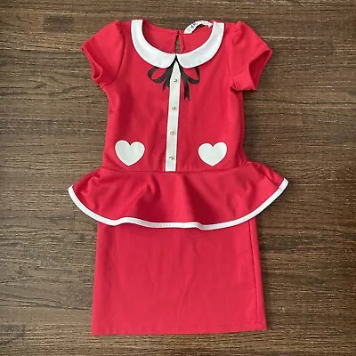 H&M Girls Novelty Fun One-piece Peplum Pencil Festive Red Dress Size 6-8 Year • $8.99