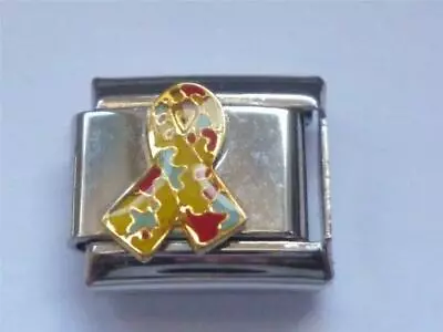 £3.10 • Buy SILVER ITALIAN AUTISM RIBBON CHARM Fits All Classic Design 9mm Bracelet SD3
