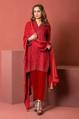 Lakhany 3 Piece Unstitched Embroidered Cashmi Vool Suit CVE-BA-0114 • £38.99