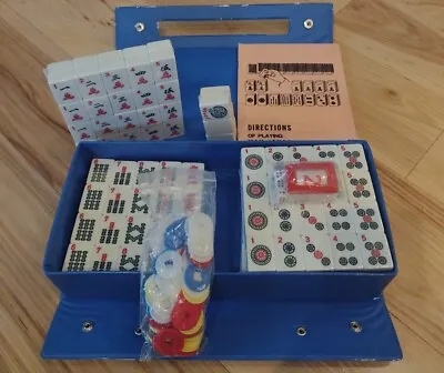 Brand NEW MAH JONG SET In Compact Blue Carrying Case. Nice Size CHUNKY Tiles • $60