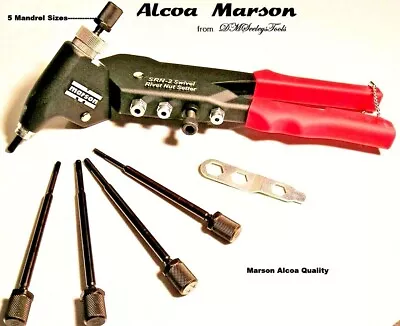 Rivet Nut Tool Marson Swivel Head Hand Tool Set 6-32 8-32 10-24 10-32 1/4-20 • $97.95