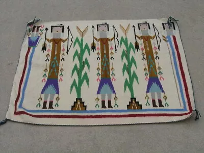 Fine Colorful Vintage Navajo Diné'e Yei Yébîchai Rug Blanket 35x41  4 Fig 2 Corn • $800