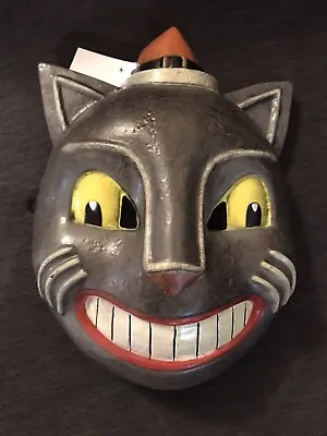 NEW VINTAGE GRAY SMILING CAT 9  X 11  PLASTIC HALF MASK - CLASSIC STYLE • $19.99