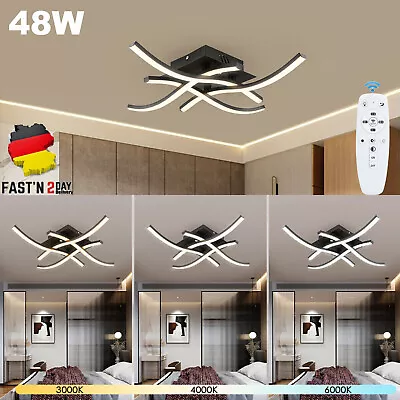 LED Dimmable Ceiling Light 4 Wave Lights Modern Kitchen Living Room Bedroom Lamp • £20.99