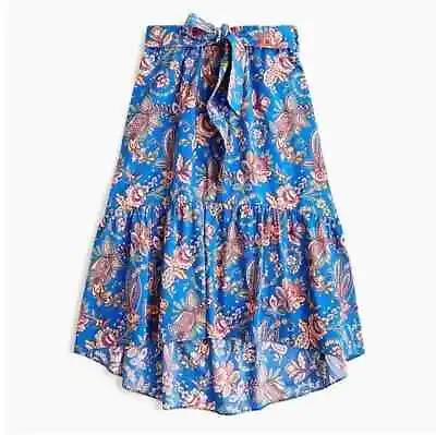 J.CREW NWT $148 Bow Belted Hi Lo Midi Skirt In Liberty Flora Belle Size 8 • $39.99