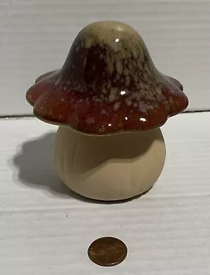 Art Pottery Ceramic Mushroom Sculpture Figures Drip Glaze 4” Indoor/outdoor • $6.98