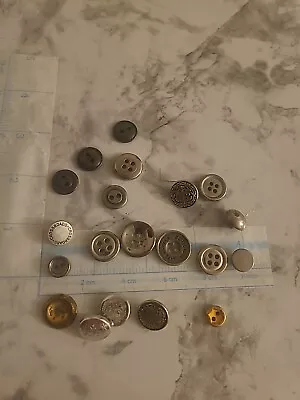 Mixed Lot Brass Metal Vtg Retro Buttons 20 Piece H213 Vintage Free Shipping  • $20