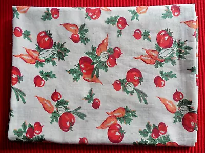 Vintage Feed Sacks Fabric Red Green Orange Veggies 36  X44   • $35