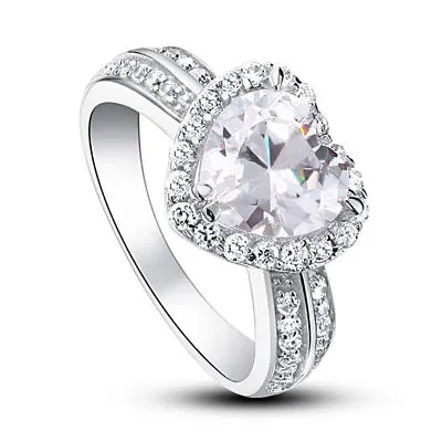 2 Carat Heart Cut Solid 925 Sterling Silver Wedding Anniversary Engagement Ring • $79.99