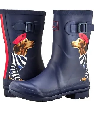 $79.99 • Buy New NIB Joules Navy Dog Dachshund Doxie Molly Welly Rain Boot Rainboot