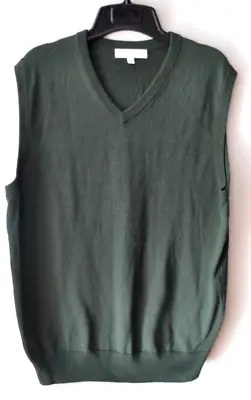 Turnbury Mens Sweater Vest Size M Forest Dark Green V-Neck Silk Blend • $15
