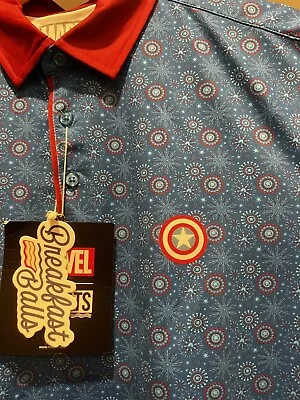 Captain America “Stars Stripes & Shields” RSVLTSAll Day Polo For Men BRAND NEW • $79.99