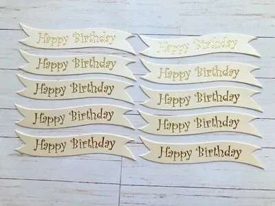 £3.95 • Buy 10 Birthday Card Making Sentiments Embellishments Craft Toppers Banners Gold