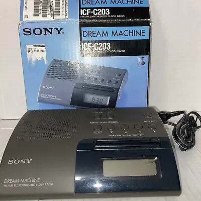 Vintage 1992 Sony Dream Machine ICF-C203 FM/AM Synthesized Clock RadioBlack New • $25.97
