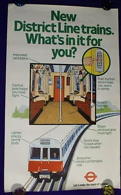 London Transport Poster Tube Underground Railway New District Line Trains 1980 • £120