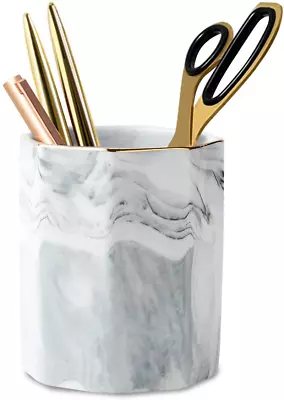 Pen Holder Pencil Holder Marble Desk Organizer Cute Durable Ceramic Pencil Cup • $11.99