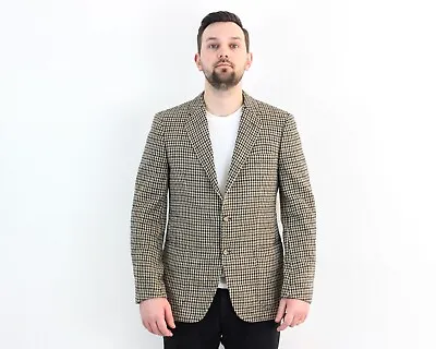 BURBERRYS Cashmere Mens EU 50 Blazer Wool Suit Jacket Coat Houndstooth Tweed VTG • $200.78