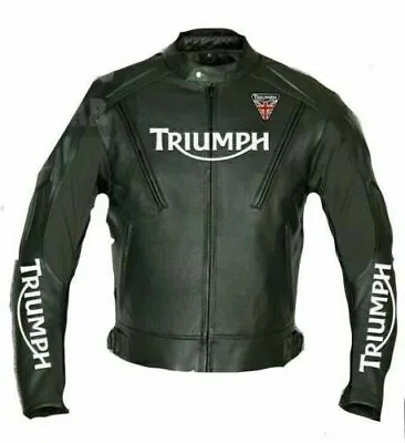 New Triumph Men Black Jacket Leather Jacket Motorbike Jacket • $180