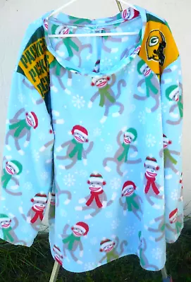 Packers Football Pajama Nightgown Shirt Women Fleece Happy Monkey Winter 3x Plus • $20.90