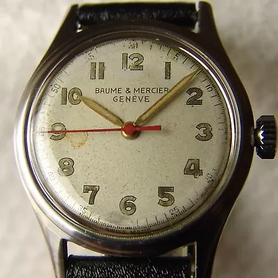 MEN'S WWII ERA Military BAUME & MERCIER Steel GOOD CONDITION VINTAGE WRISTWATCH • $499.99