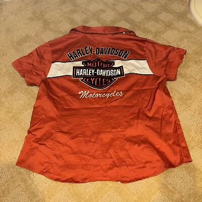 Harley Davidson Shirt Mechanic Womens Garage Short Sleeve Size 1W Logo Both Side • $29.97