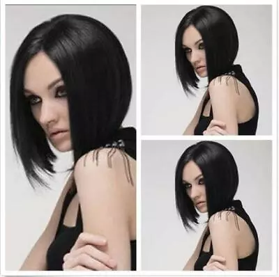 Black Wig For Women Black Bob Wig Short Black Wig Straight Black Wigs US Stock • $13.01