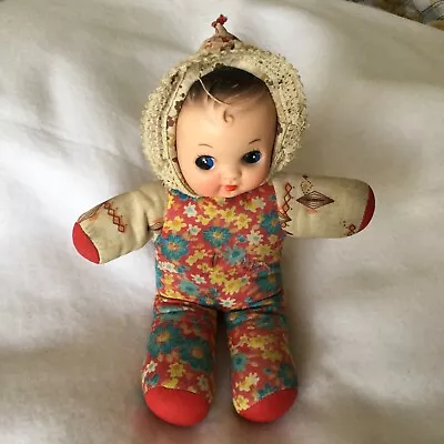 Vintage Hard Face Cloth Doll With Squeaker • £22.99