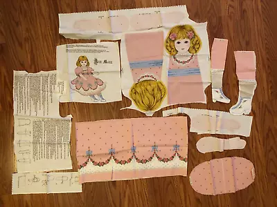 Vintage Cranston Victorian Rose Marie Doll 23” Vintage Fabric Panel To Sew CUT • $14.99