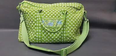 Vera Bradley Green Paisley/Daisy Travel Weekender Duffel Bag W/ Shoulder Strap • $35