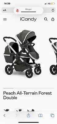 £600 • Buy ICandy Peach All-Terrain Forest DOUBLE Pushchair On Satin Chassis