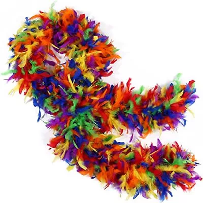 THARAHT Rainbow Chandelle Turkey Feather Boa 2 Yards 40g For DIY Craft Home D... • $18.56