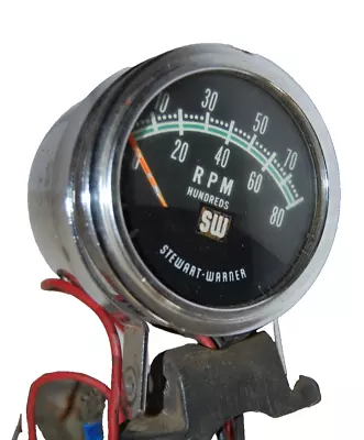 Stewart Warner 8K 8 Cylinder 813929 Tachometer 819891 Sender 2-3/4  Green Line • $175