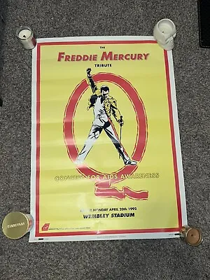 $200 • Buy Vintage Freddie Mercury Tribute Concert Poster 1992 Wembley Stadium Queen 