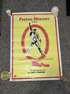 $200 • Buy Vintage Freddie Mercury Tribute Concert Poster 1992 Wembley Stadium Queen 