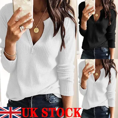 £11.95 • Buy UK Womens Long Sleeve V-Neck Sweater Jumper Ladies Autumn Tops Blouse Pullover