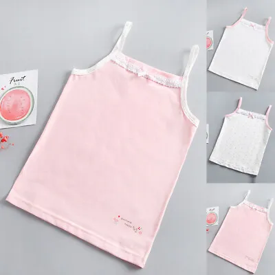 £4.79 • Buy Girls Kids 1 / 3 Pack Cami Vest 100% Cotton Underwear Age 4-10 White Pink Floral