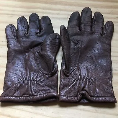 Vintage 1990s Fownes Genuine Leather Gloves Brown Size M • $14.99