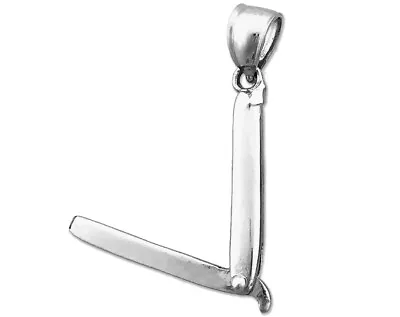 Rhodium Plated 925 Sterling Silver 3D Moveable Barber Straight Razor Charm • $74.93