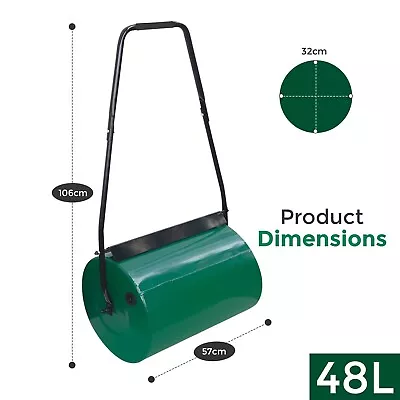 46L Lawn Roller | Manual Metal Grass Roller Water Sand Filled Gardening • £46.85