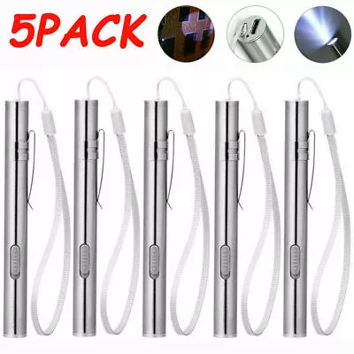 5pcs LED USB RECHARGEABLE MINI FLASHLIGHT Stainless Steel Pen Light 1000 Lumens • $15.97