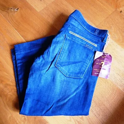 7 For All Mankind Crop Dojo Jeans Women's Size 30 Midwash Blue Denim READ DESC!! • £14.99