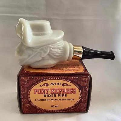 RARE VINTAGE AVON PONY EXPRESS PEACE PIPE - LEATHER AFTER SHAVE 1970s • $24.95