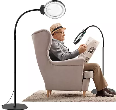 10X 5X Floor Magnifying Glass With Light And Stand36 LED Flexible Gooseneck Flo • $69.64