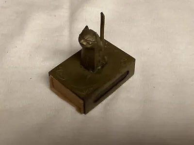 Vintage Etched Brass Chinese Cat Match Box Holder Striker • $35