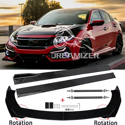 For Honda Civic FC Gloss Front Bumper Splitter Lip + Strut Rods + Side Skirts • £114.03