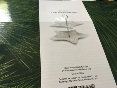 $24 • Buy David Jones 2-tier White Cake Stand Metallic Gold Trim Brand New Unwanted Gift 