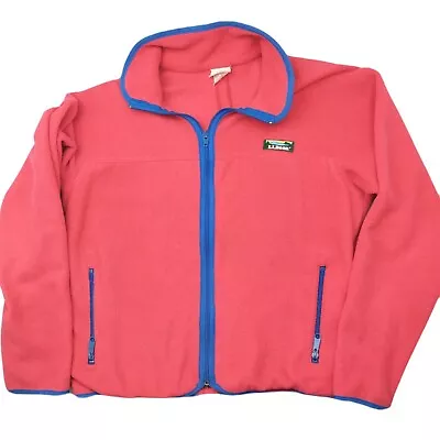 LL Bean Jacket Womens Large Red Fleece Full Zip Up Outdoor Vintage USA Made • $24.97