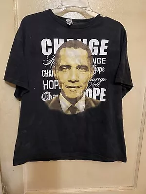 Vintage Barack Obama President Men's Graphic Tee Size L Black • $5